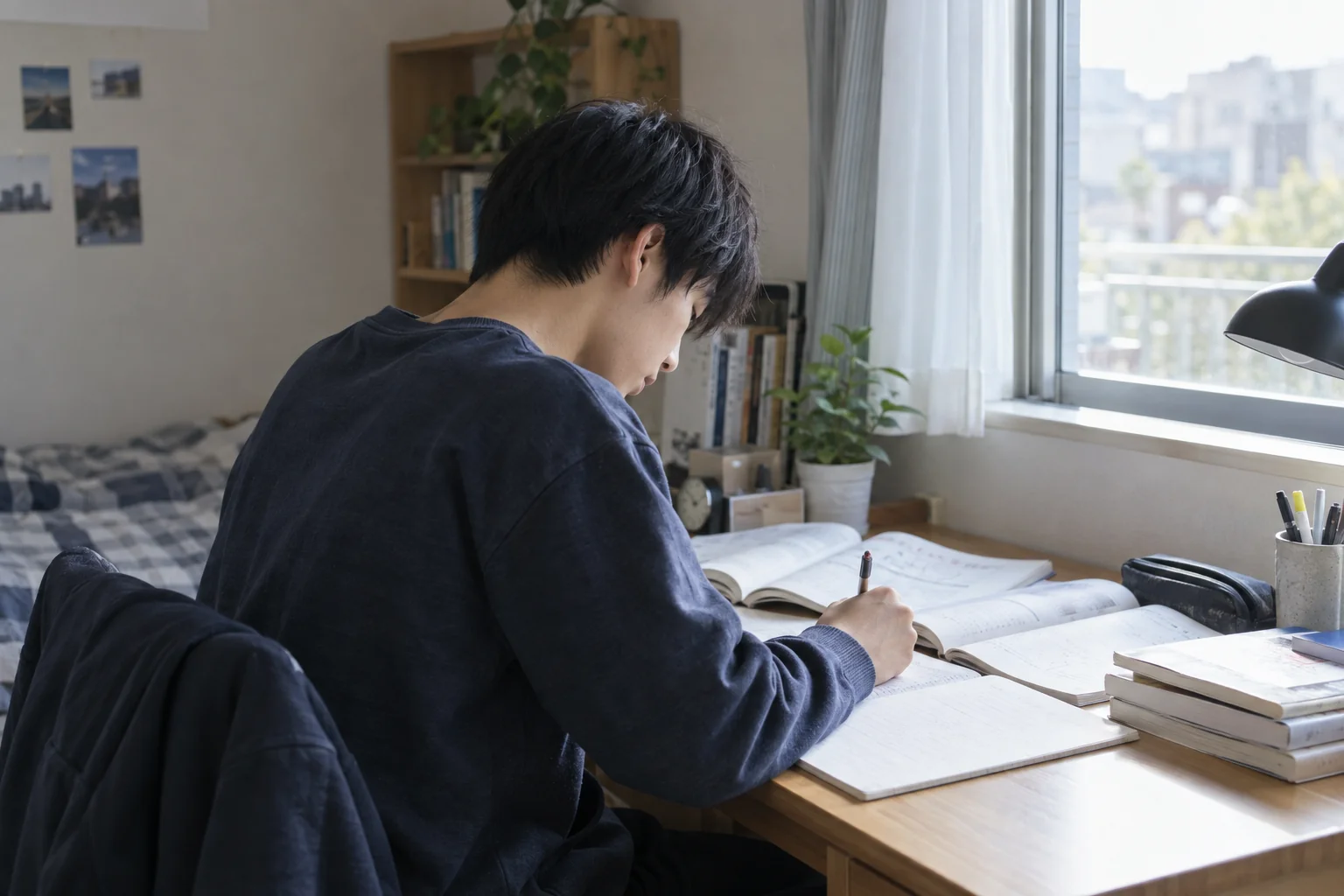高校生が学ぶ様子（AI生成の学習イメージ）